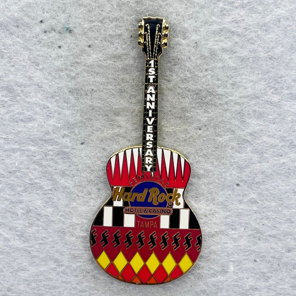 🔮‎ 5/$25 Hard Rock Hotel Casino Tampa 1st Anniversary Guitar Pin